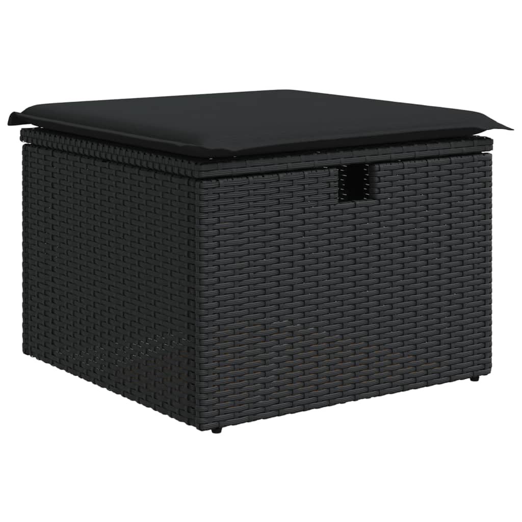 vidaXL 11-tlg. Garten-Sofagarnitur mit Kissen Schwarz Poly Rattan