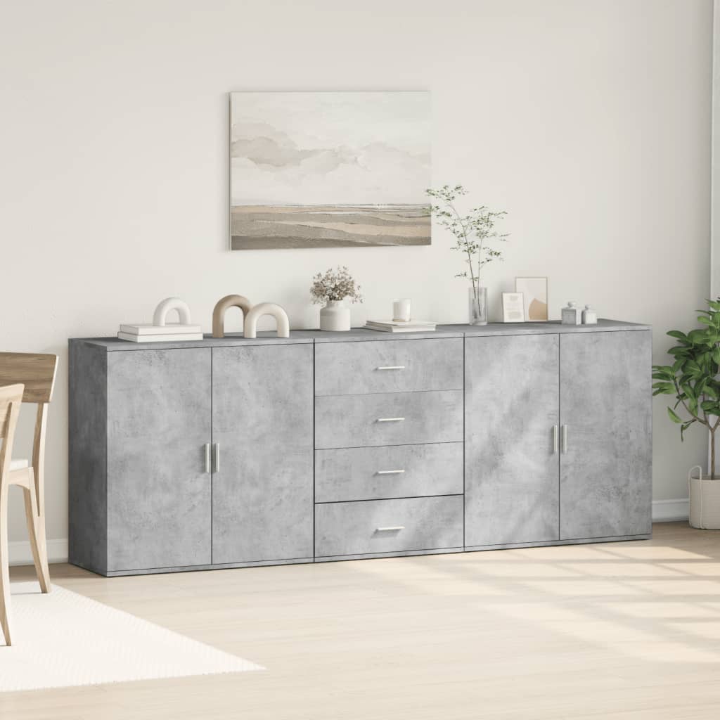vidaXL Sideboards 3 Stk. Weiß Holzwerkstoff