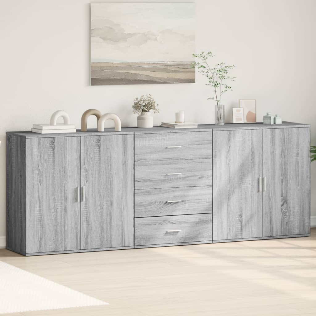 vidaXL Sideboards 3 Stk. Weiß Holzwerkstoff