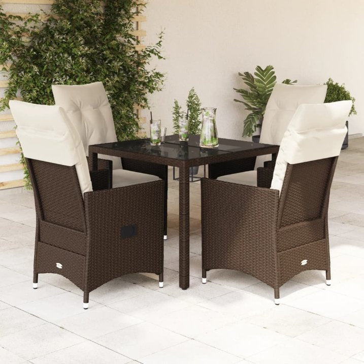 3-tlg. Bistro-Set mit Kissen Braun Poly Rattan