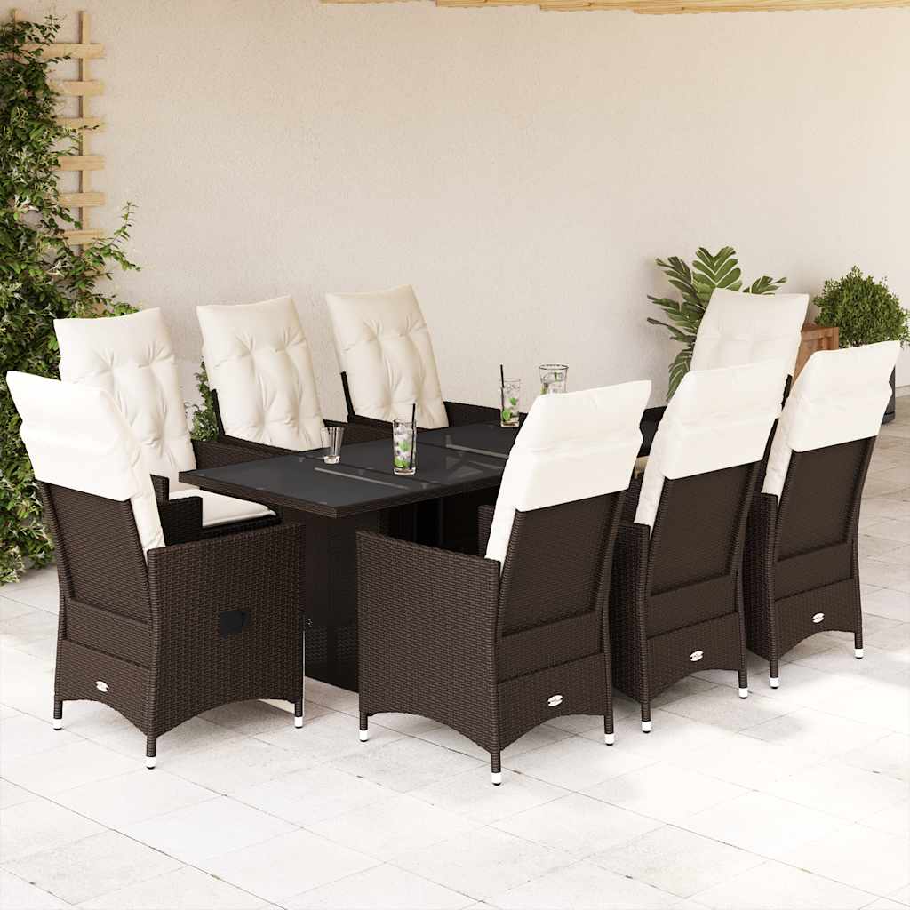 7-tlg. Garten-Essgruppe mit Kissen Braun Poly Rattan