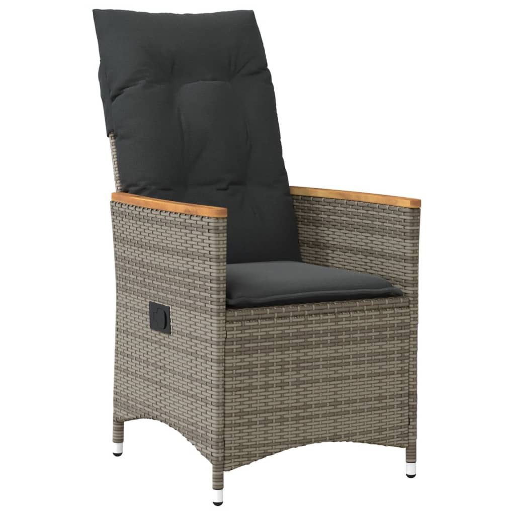 7-tlg. Garten-Essgruppe mit Kissen Grau Poly Rattan