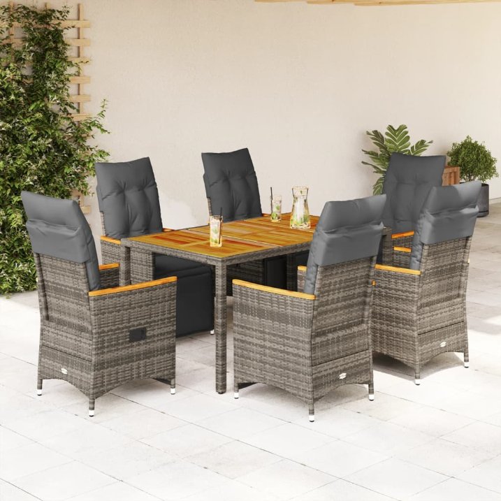 3-tlg. Garten-Bistro-Set mit Kissen Schwarz Poly Rattan