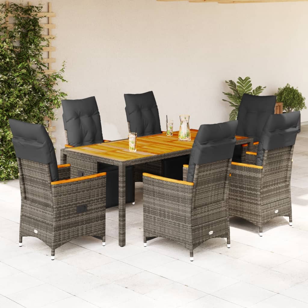 3-tlg. Garten-Bistro-Set mit Kissen Schwarz Poly Rattan