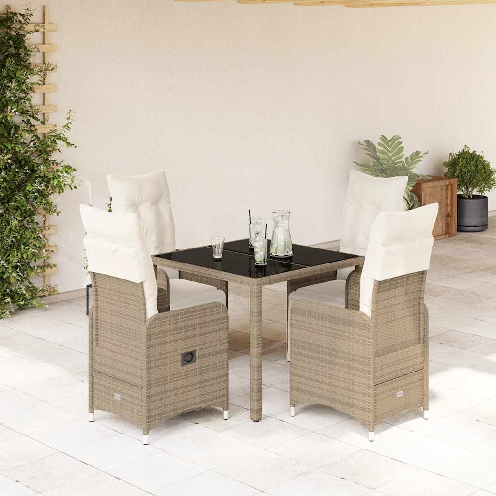 3-tlg. Garten-Bistro-Set mit Kissen Braun Poly Rattan