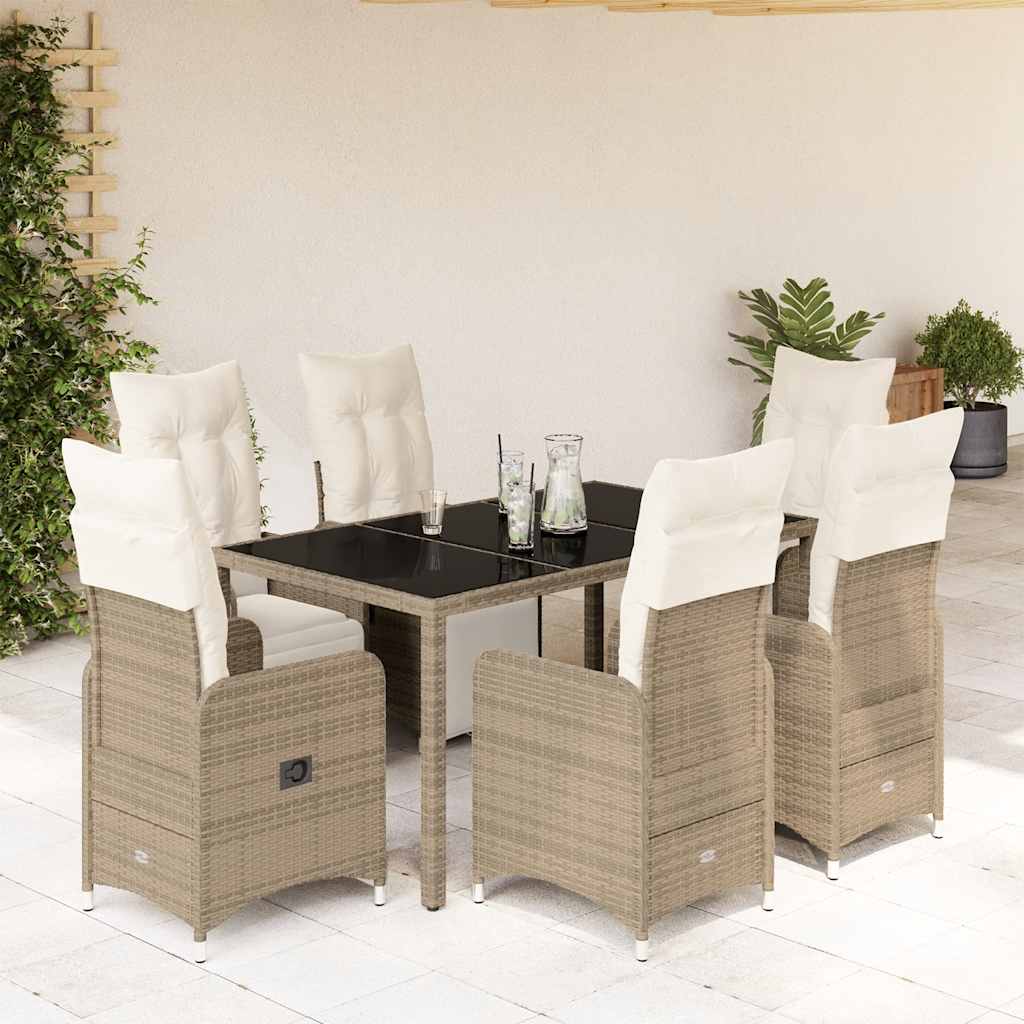 3-tlg. Garten-Bistro-Set mit Kissen Braun Poly Rattan