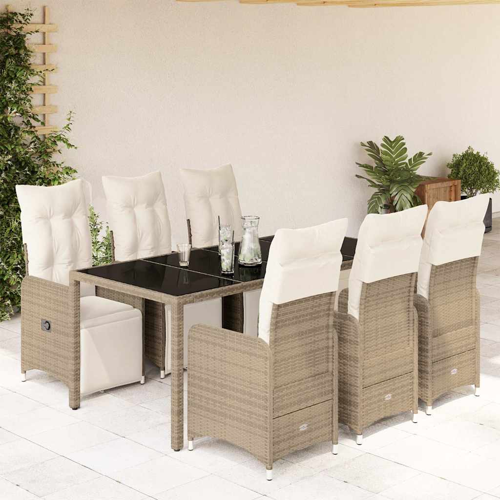 3-tlg. Garten-Bistro-Set mit Kissen Braun Poly Rattan