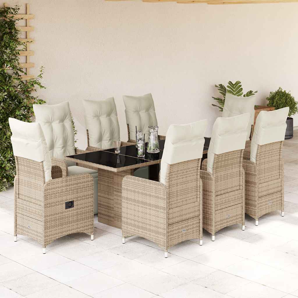 3-tlg. Garten-Bistro-Set mit Kissen Braun Poly Rattan