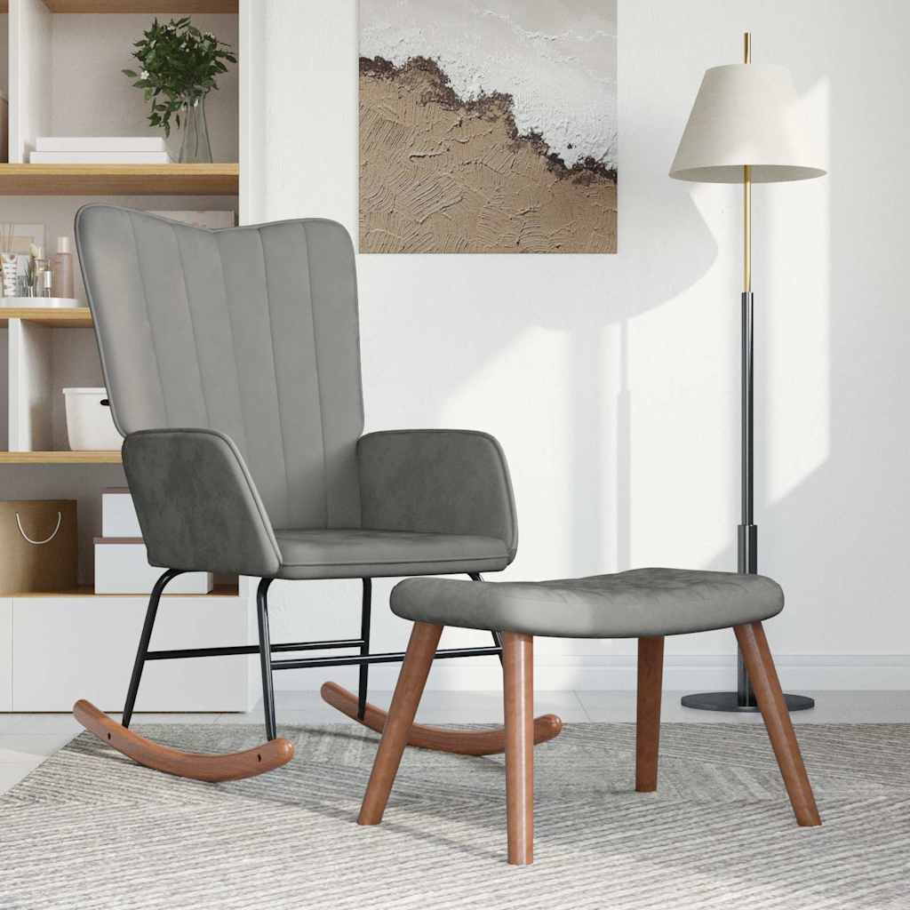 vidaXL Schaukelsessel Hellgrau Samt