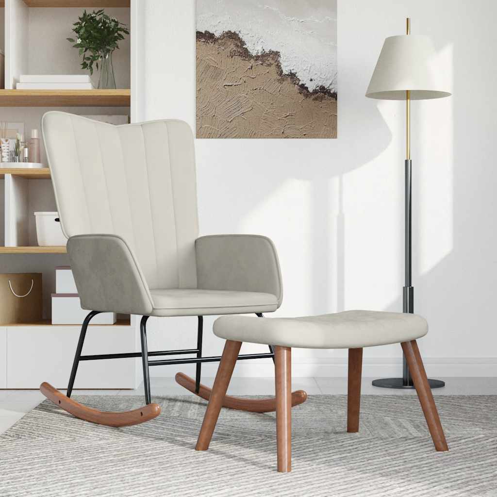 vidaXL Schaukelsessel Hellgrau Samt