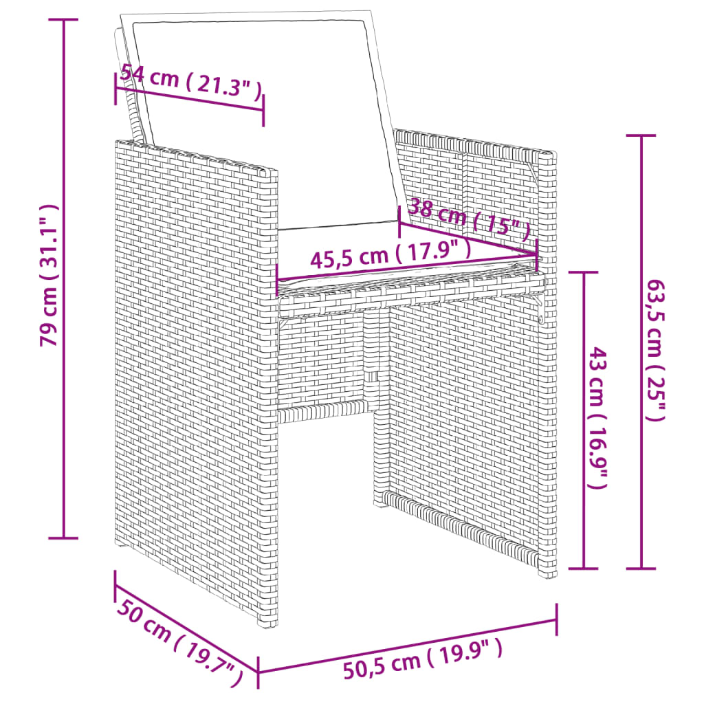 5-teiliges Garten-Ess-Set mit Kissen, grau, Polyrattan