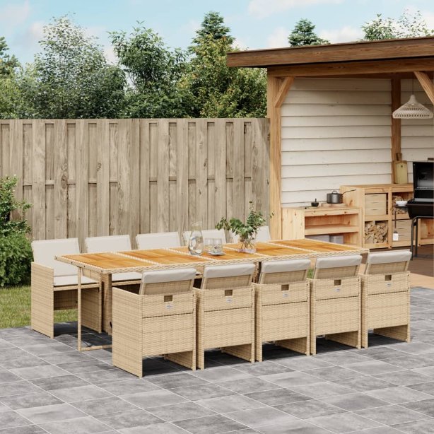 5-tlg. Garten-Essgruppe mit Kissen Schwarz Poly Rattan