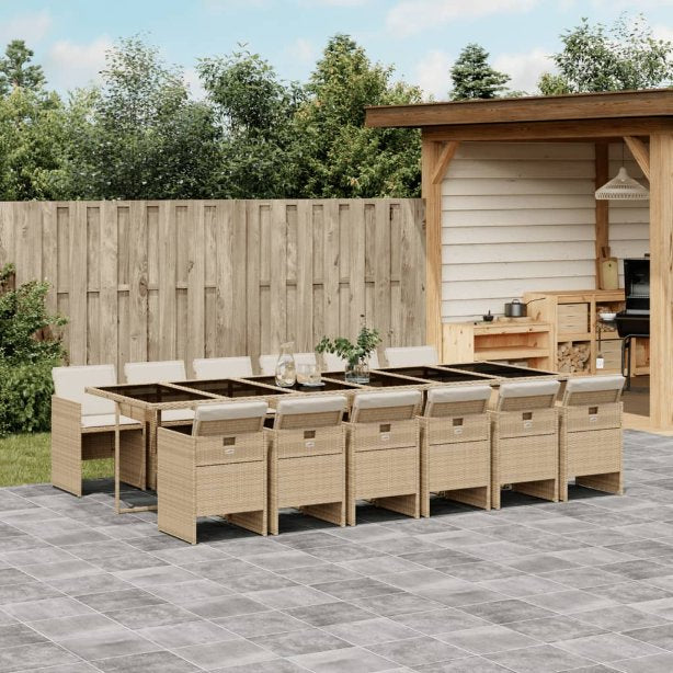 5-tlg. Garten-Essgruppe mit Kissen Schwarz Poly Rattan