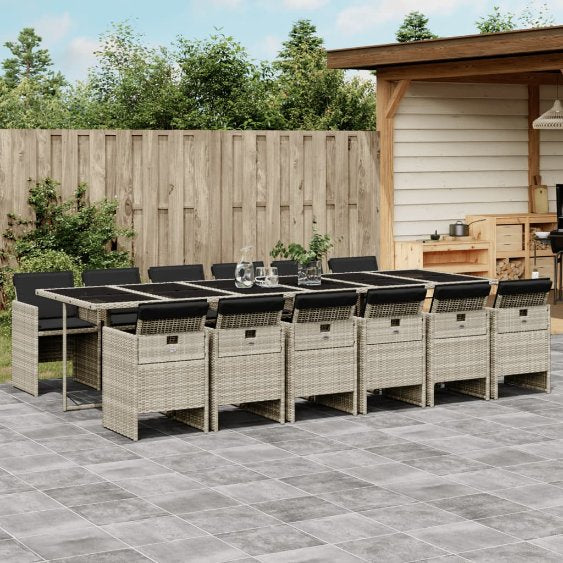 5-tlg. Garten-Essgruppe mit Kissen Schwarz Poly Rattan