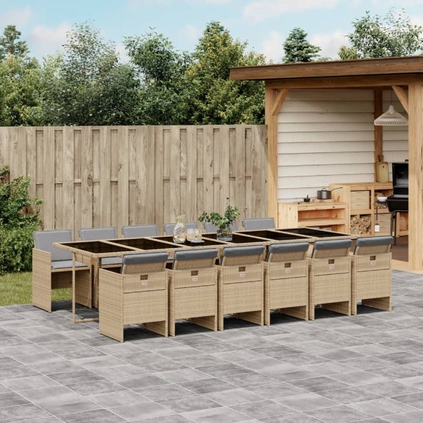 5-tlg. Garten-Essgruppe mit Kissen Schwarz Poly Rattan