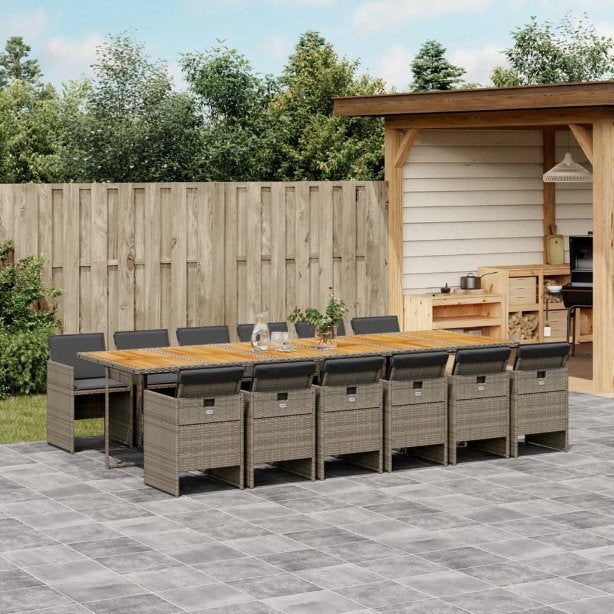5-tlg. Garten-Essgruppe mit Kissen Schwarz Poly Rattan