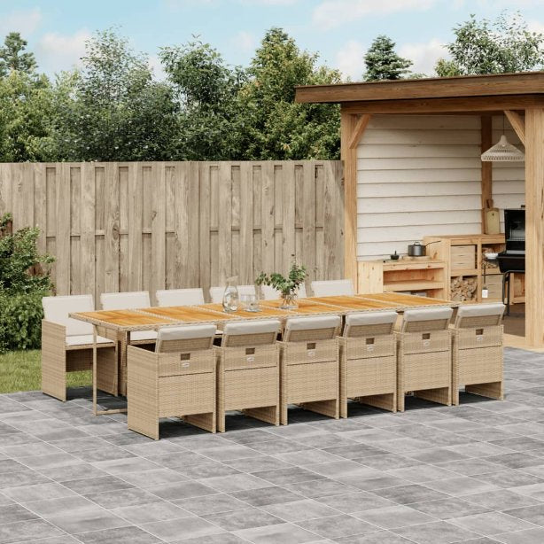 5-tlg. Garten-Essgruppe mit Kissen Schwarz Poly Rattan