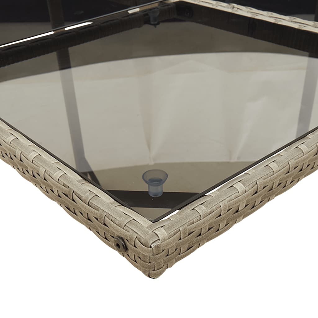 9-teiliges Garten-Ess-Set mit Kissen, grau, Polyrattan