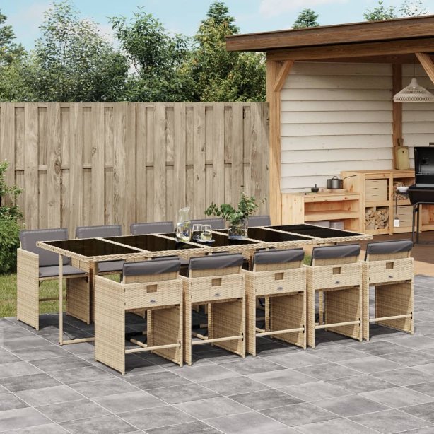 5-tlg. Garten-Essgruppe mit Kissen Schwarz Poly Rattan