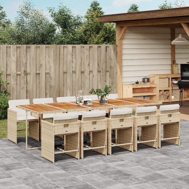 5-tlg. Garten-Essgruppe mit Kissen Schwarz Poly Rattan