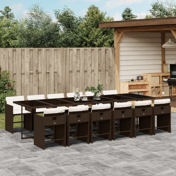 5-tlg. Garten-Essgruppe mit Kissen Schwarz Poly Rattan