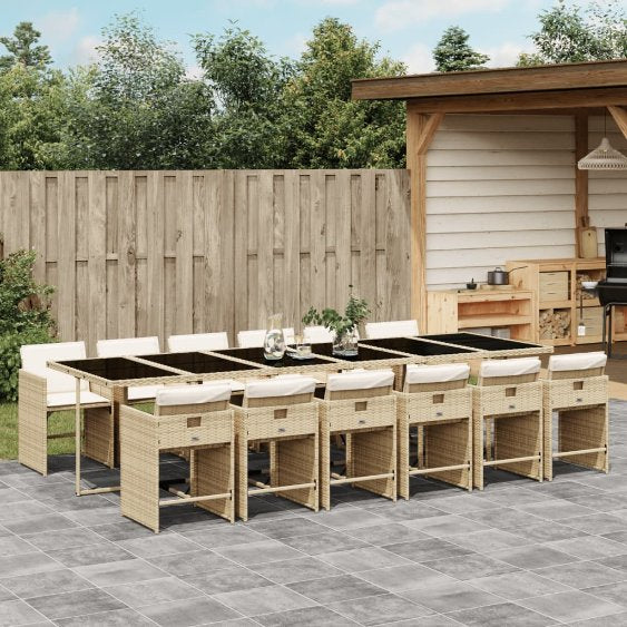 5-tlg. Garten-Essgruppe mit Kissen Schwarz Poly Rattan