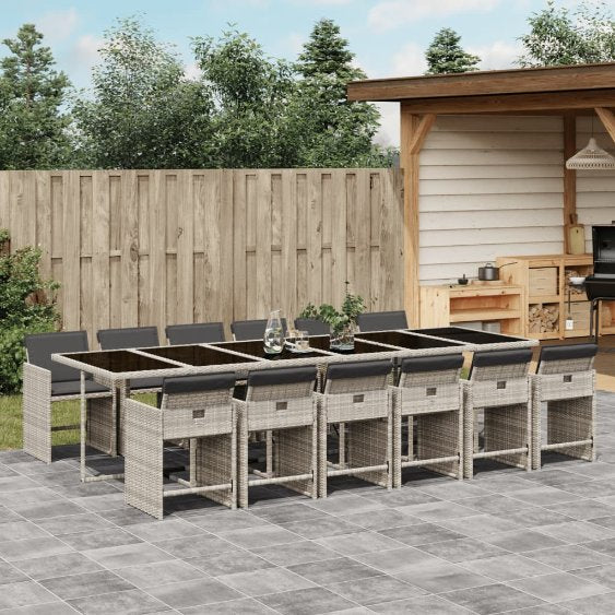 5-tlg. Garten-Essgruppe mit Kissen Schwarz Poly Rattan