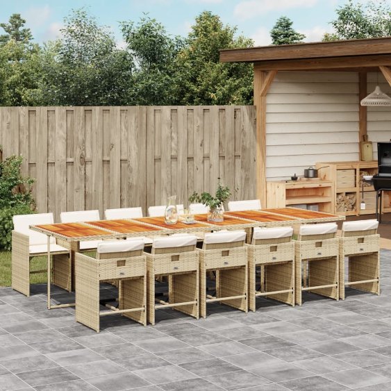 5-tlg. Garten-Essgruppe mit Kissen Schwarz Poly Rattan