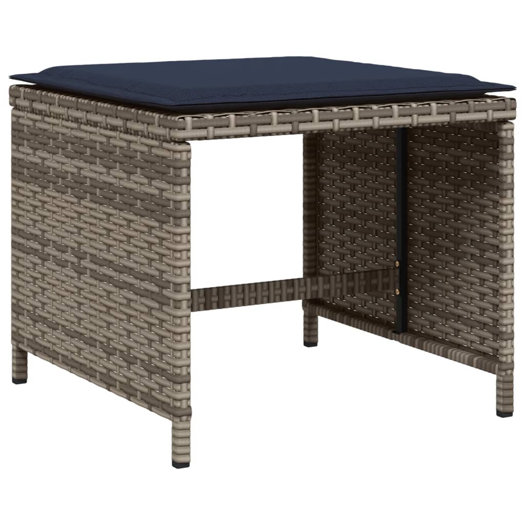 9-teiliges Garten-Ess-Set mit Kissen, grau, Polyrattan