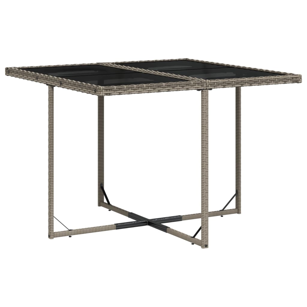 5-teiliges Garten-Ess-Set mit Kissen, grau, Polyrattan
