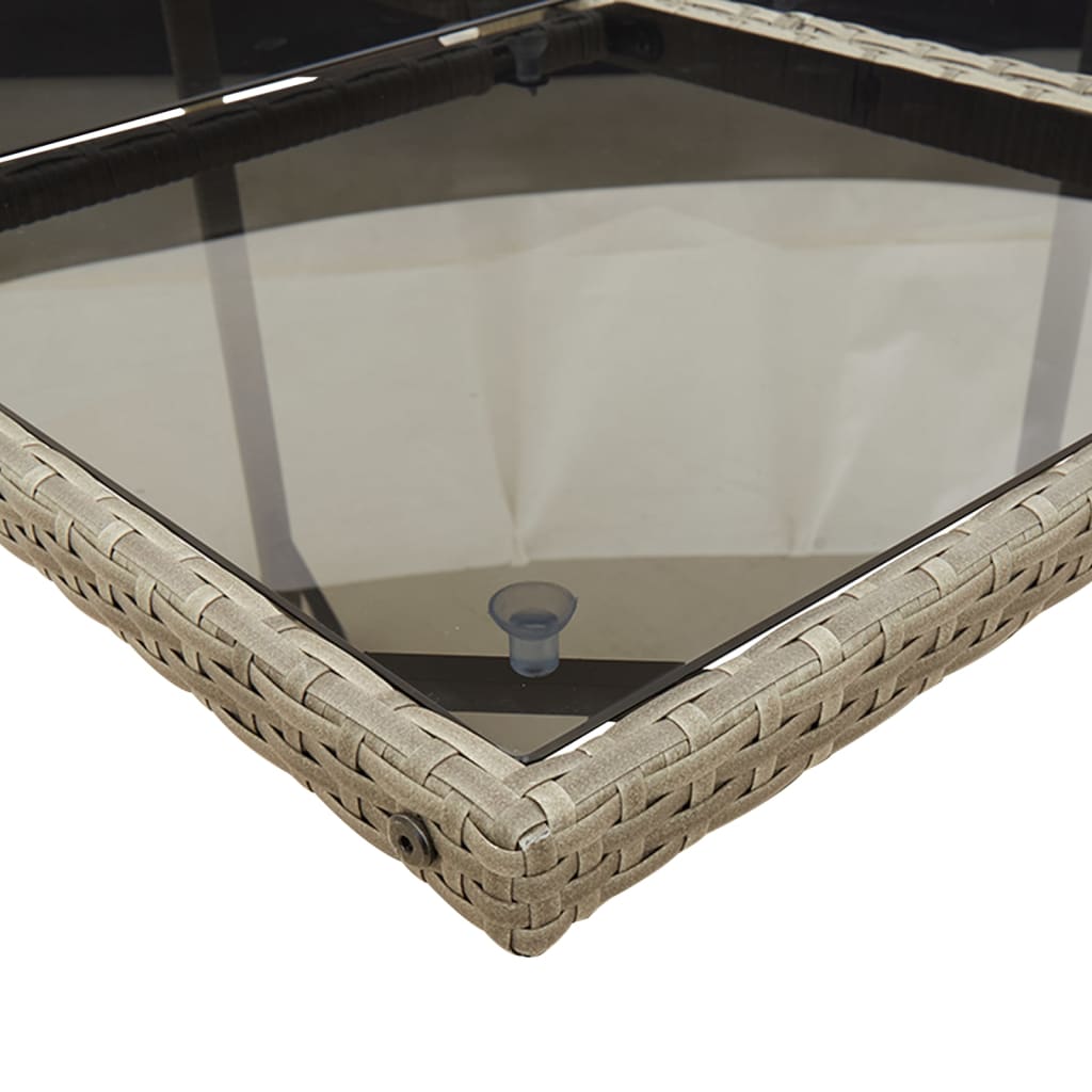5-teiliges Garten-Ess-Set mit Kissen, grau, Polyrattan