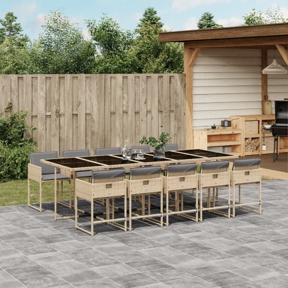 5-tlg. Garten-Essgruppe mit Kissen Schwarz Poly Rattan