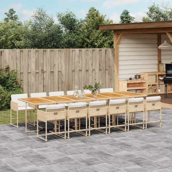 5-tlg. Garten-Essgruppe mit Kissen Schwarz Poly Rattan