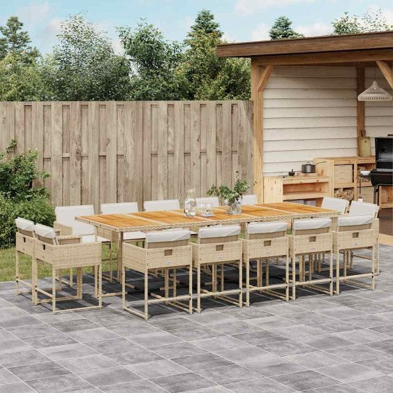 9-tlg. Garten-Essgruppe mit Kissen Schwarz Poly Rattan