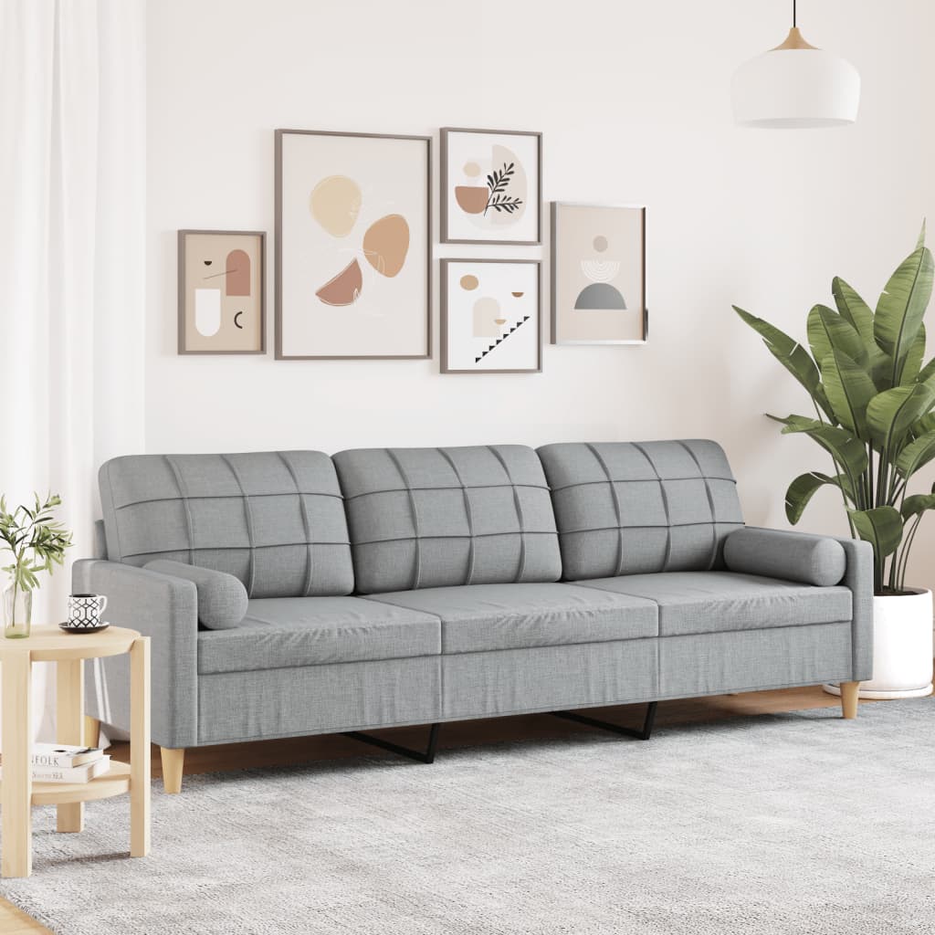 vidaXL 2-Sitzer-Sofa mit Zierkissen Hellgrau 120 cm Stoff