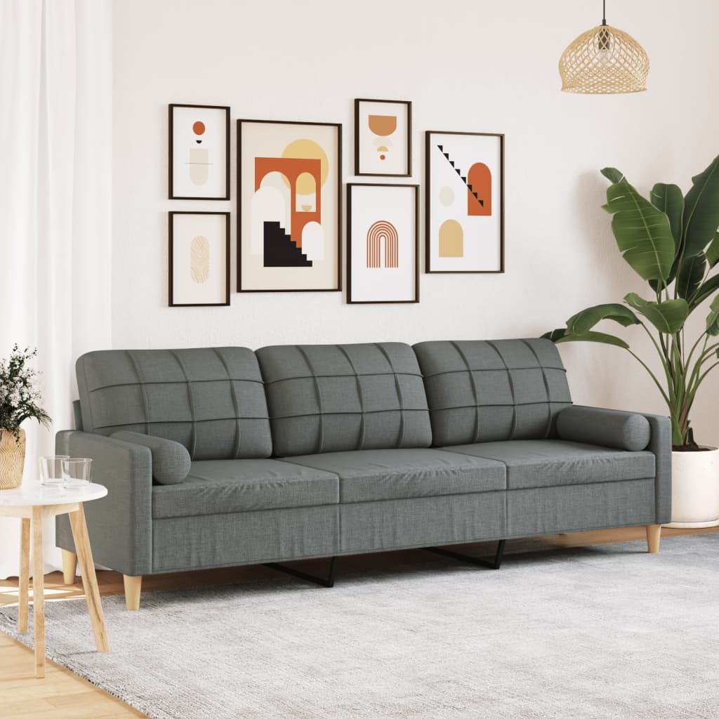 vidaXL 2-Sitzer-Sofa mit Zierkissen Hellgrau 120 cm Stoff