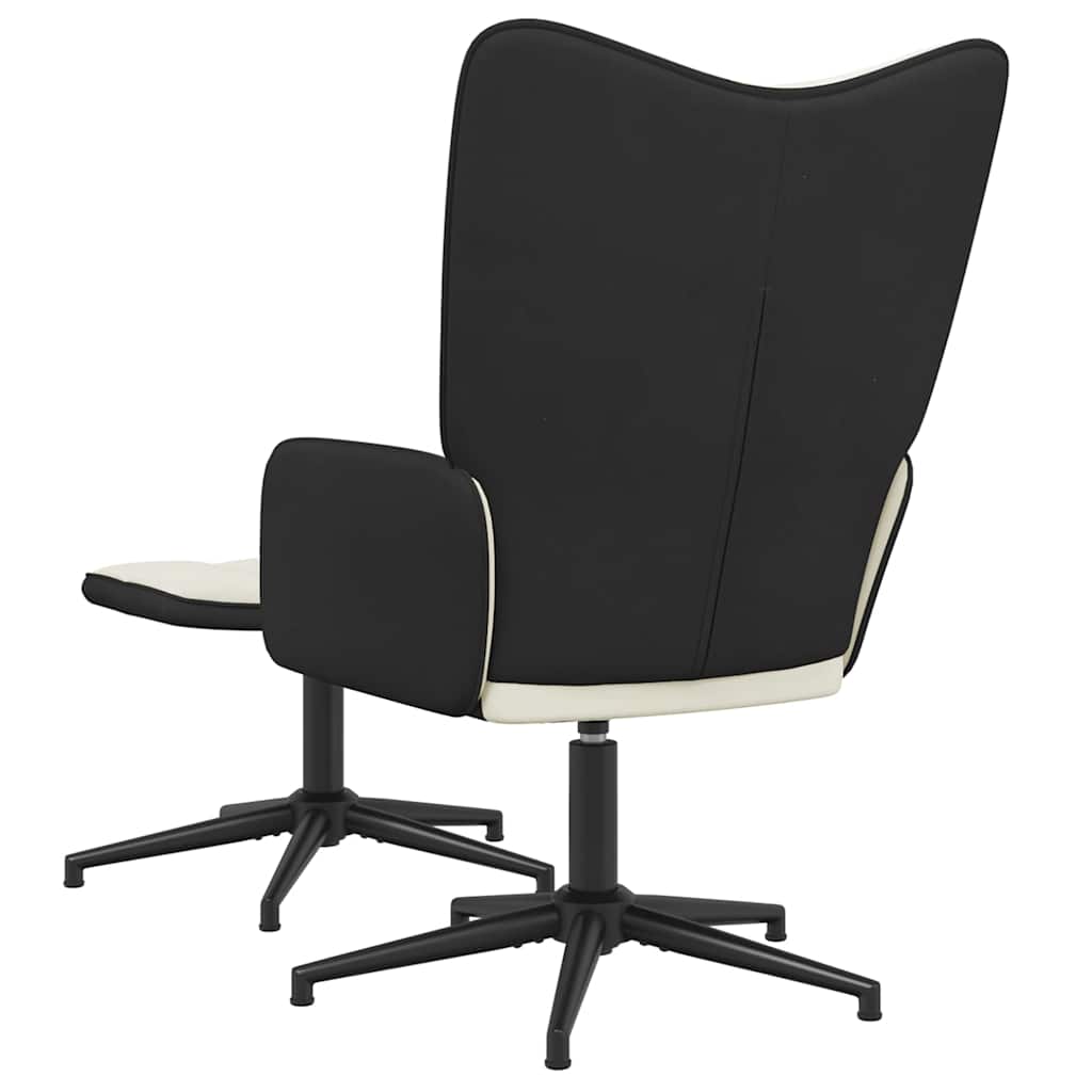 vidaXL Relaxsessel mit Hocker Cremeweiß Samt und PVC