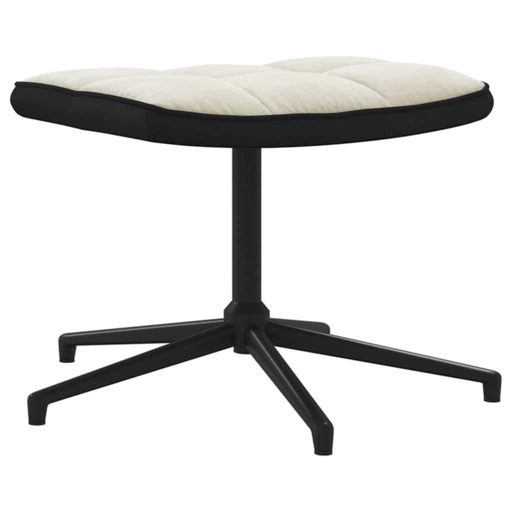 vidaXL Relaxsessel mit Hocker Cremeweiß Samt und PVC