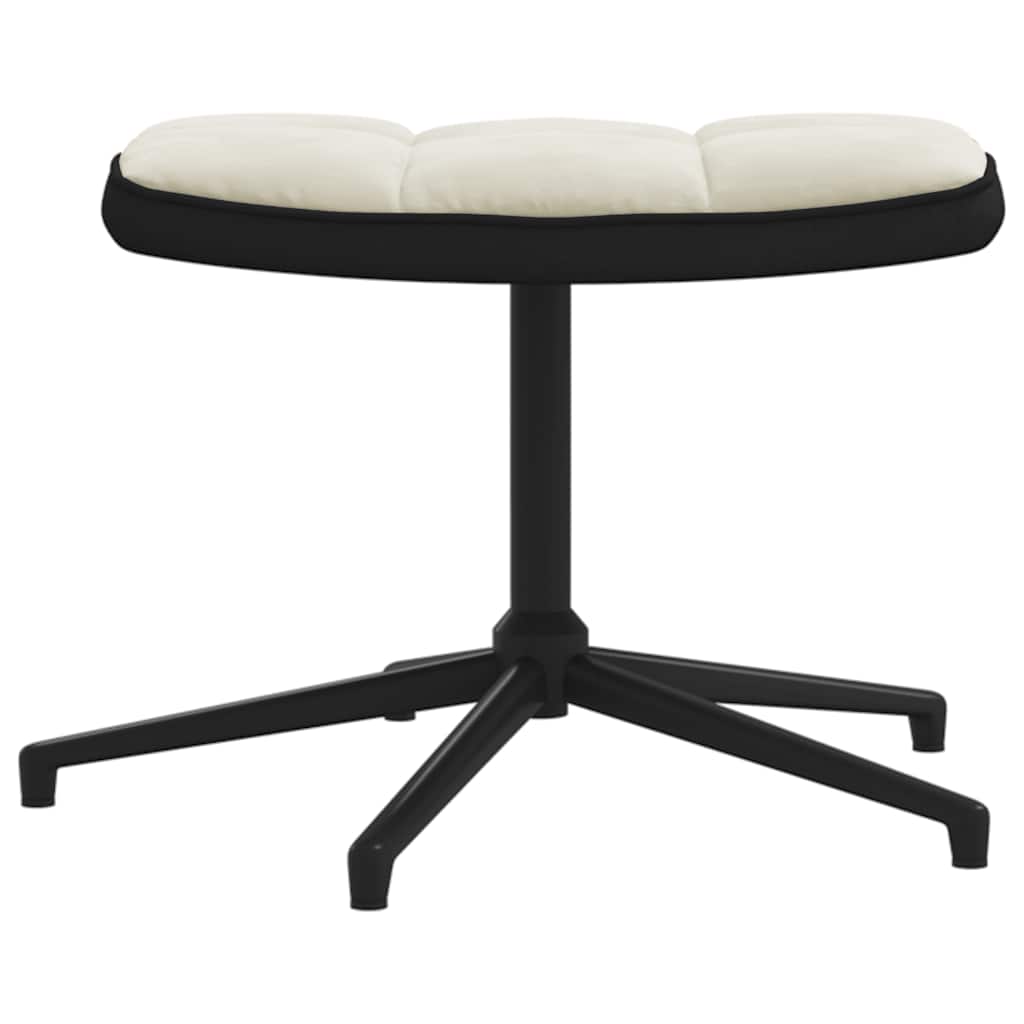 vidaXL Relaxsessel mit Hocker Cremeweiß Samt und PVC