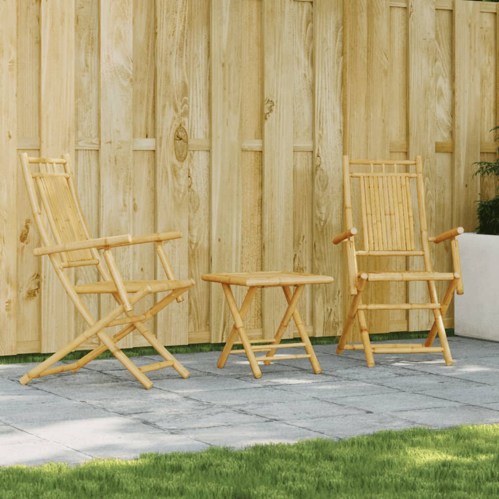 3-tlg. Bistro-Set Bambus