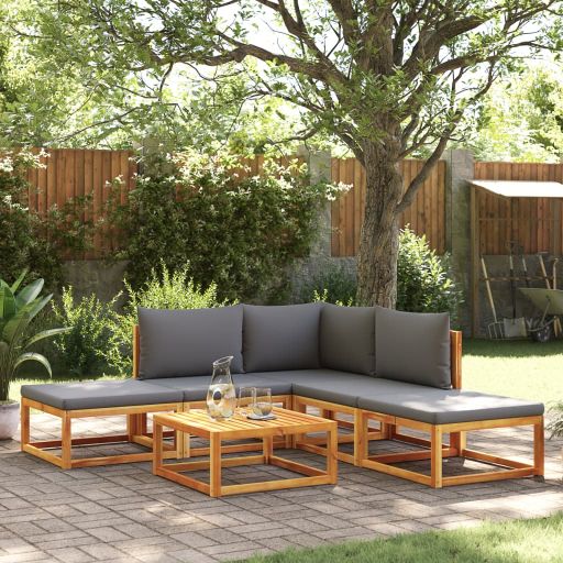 vidaXL 6-tlg. Gartensofa-Set mit Kissen Holz Akazie & Seil