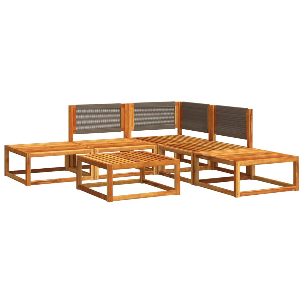 vidaXL 6-tlg. Gartensofa-Set mit Kissen Holz Akazie & Seil