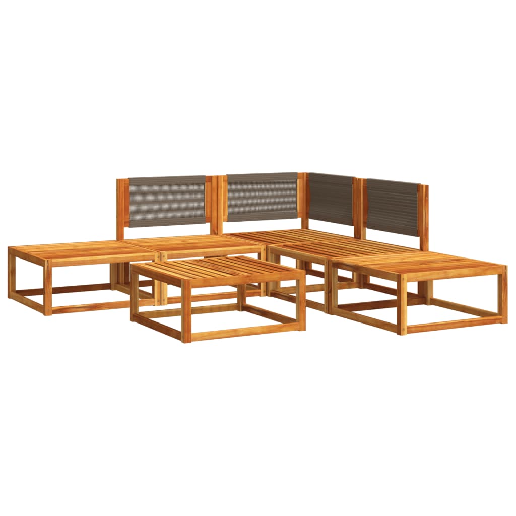 vidaXL 6-tlg. Gartensofa-Set mit Kissen Holz Akazie & Seil