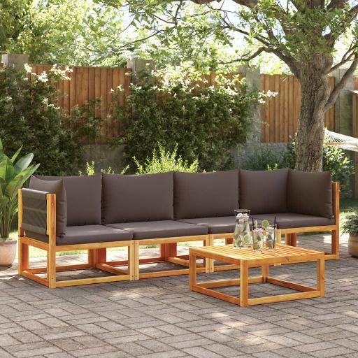 vidaXL 6-tlg. Gartensofa-Set mit Kissen Holz Akazie & Seil