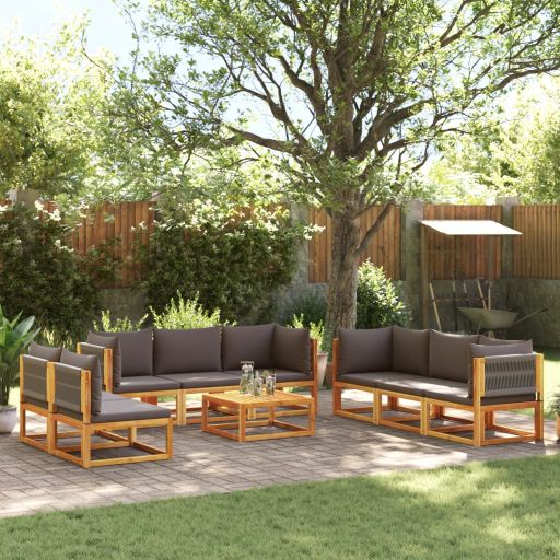 vidaXL 6-tlg. Gartensofa-Set mit Kissen Holz Akazie & Seil