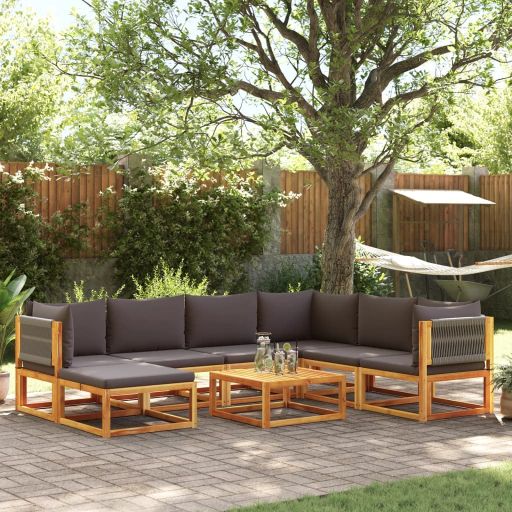 vidaXL 6-tlg. Gartensofa-Set mit Kissen Holz Akazie & Seil