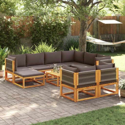 vidaXL 6-tlg. Gartensofa-Set mit Kissen Holz Akazie & Seil
