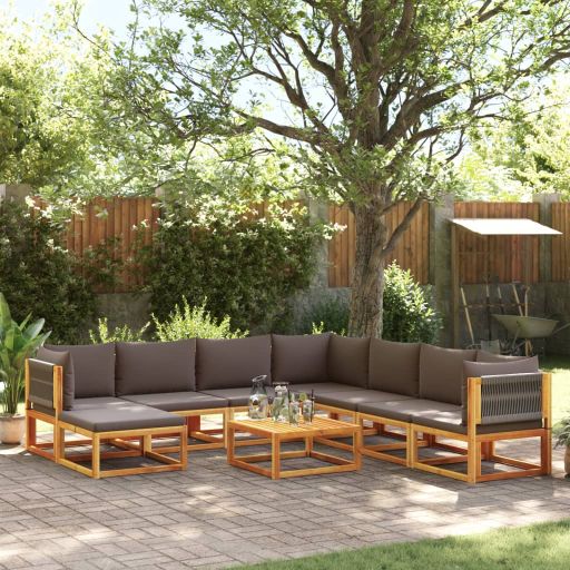 vidaXL 6-tlg. Gartensofa-Set mit Kissen Holz Akazie & Seil