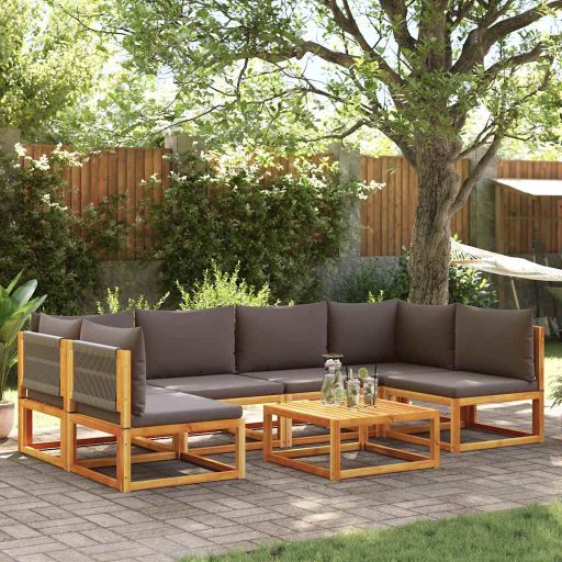 vidaXL 6-tlg. Gartensofa-Set mit Kissen Holz Akazie & Seil