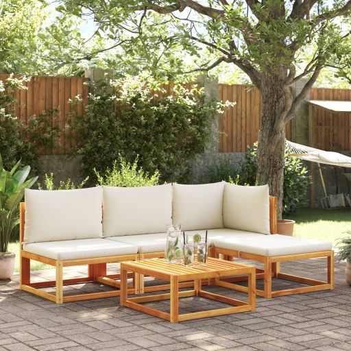 vidaXL 6-tlg. Gartensofa-Set mit Kissen Holz Akazie & Seil
